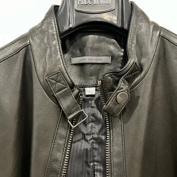 John Varvatos Dark Leather Jacket - Picture 2 of 8